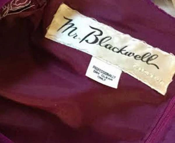 1960s Mr. Blackwell Custom Purple Velvet Evening Dress