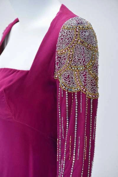 1960s Mr. Blackwell Custom Purple Velvet Evening Dress