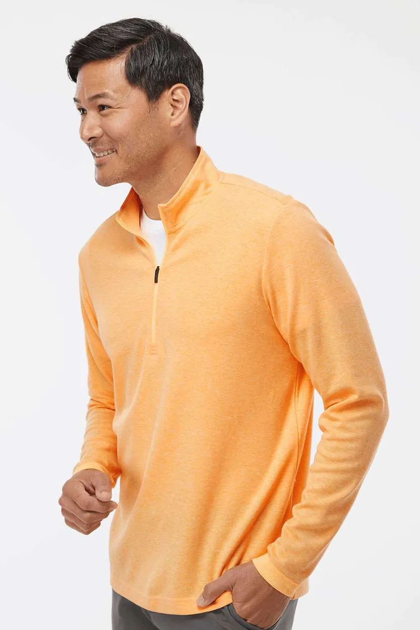Adidas Mens 3 Stripes Moisture Wicking 1/4 Zip Sweater - Acid Orange Melange
