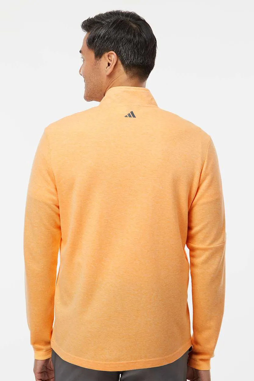 Adidas Mens 3 Stripes Moisture Wicking 1/4 Zip Sweater - Acid Orange Melange