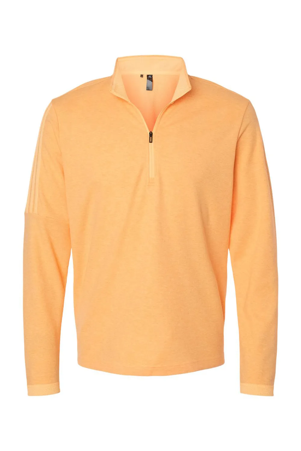 Adidas Mens 3 Stripes Moisture Wicking 1/4 Zip Sweater - Acid Orange Melange