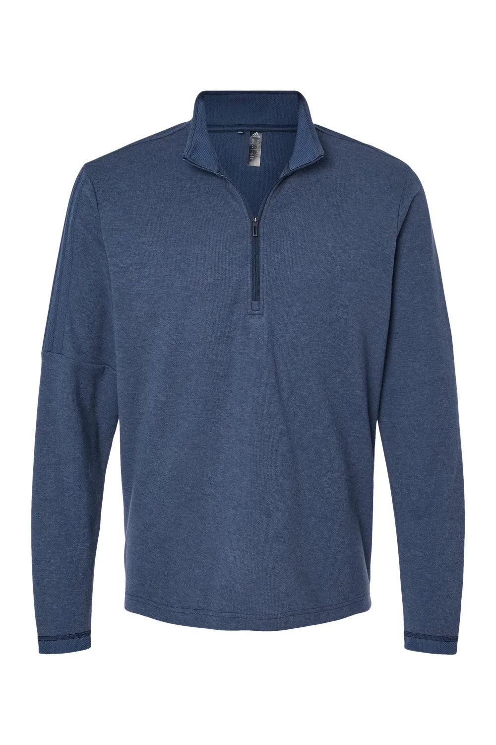 Adidas Mens 3 Stripes Moisture Wicking 1/4 Zip Sweater - Collegiate Navy Blue Melange