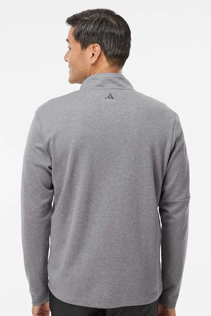 Adidas Mens 3 Stripes Moisture Wicking 1/4 Zip Sweater - Grey Melange
