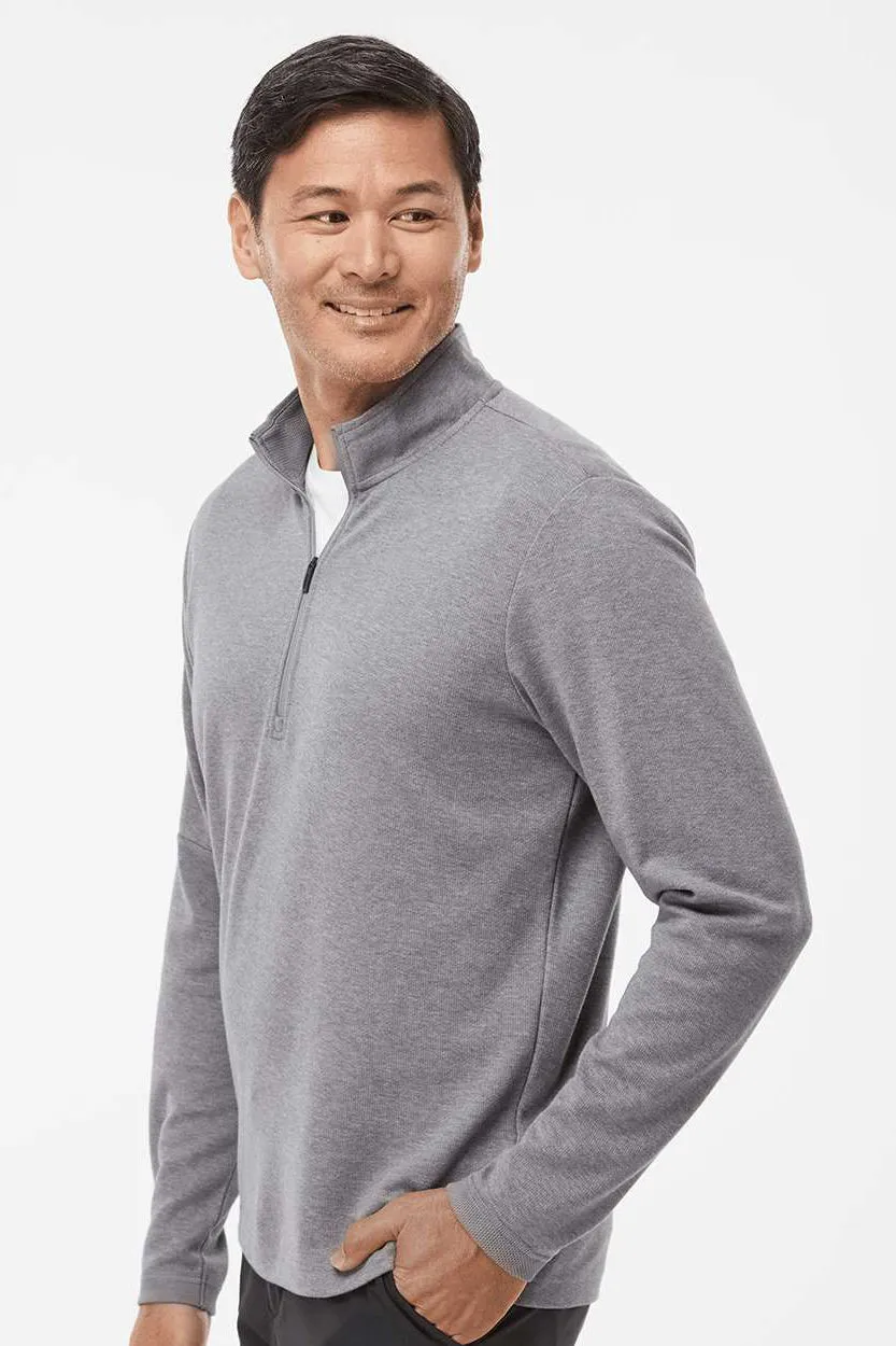 Adidas Mens 3 Stripes Moisture Wicking 1/4 Zip Sweater - Grey Melange
