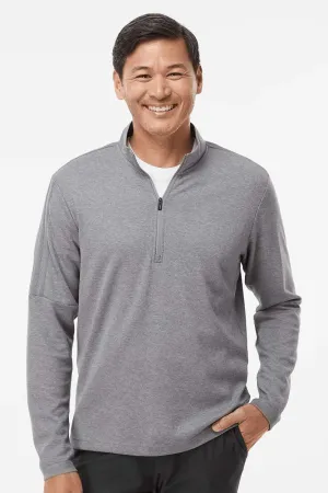 Adidas Mens 3 Stripes Moisture Wicking 1/4 Zip Sweater - Grey Melange