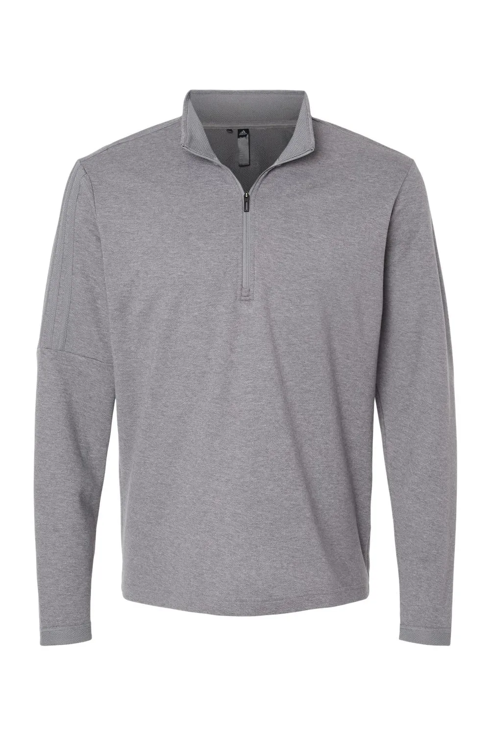 Adidas Mens 3 Stripes Moisture Wicking 1/4 Zip Sweater - Grey Melange