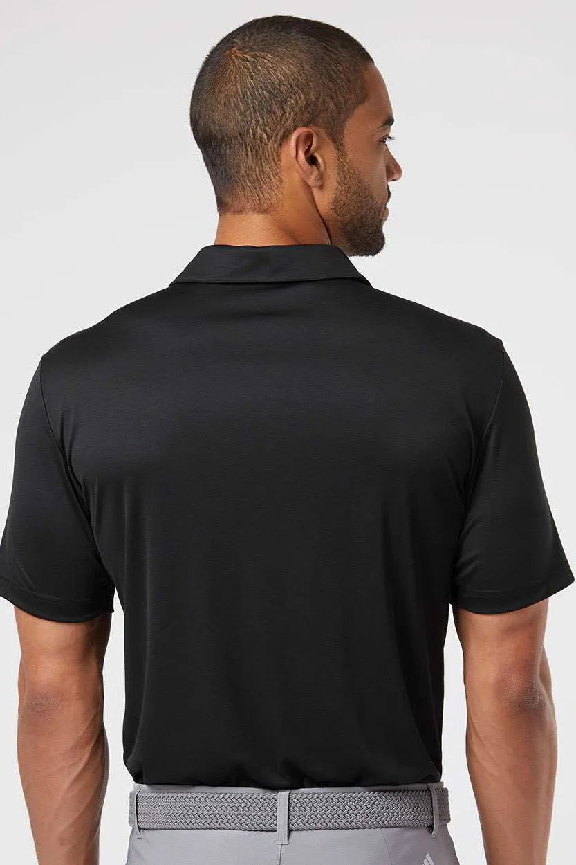 Adidas Mens 3 Stripes UPF 50  Short Sleeve Polo Shirt - Black