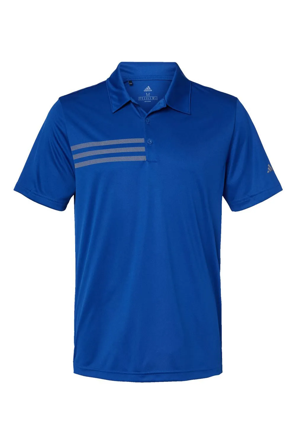 Adidas Mens 3 Stripes UPF 50  Short Sleeve Polo Shirt - Collegiate Royal Blue/Grey