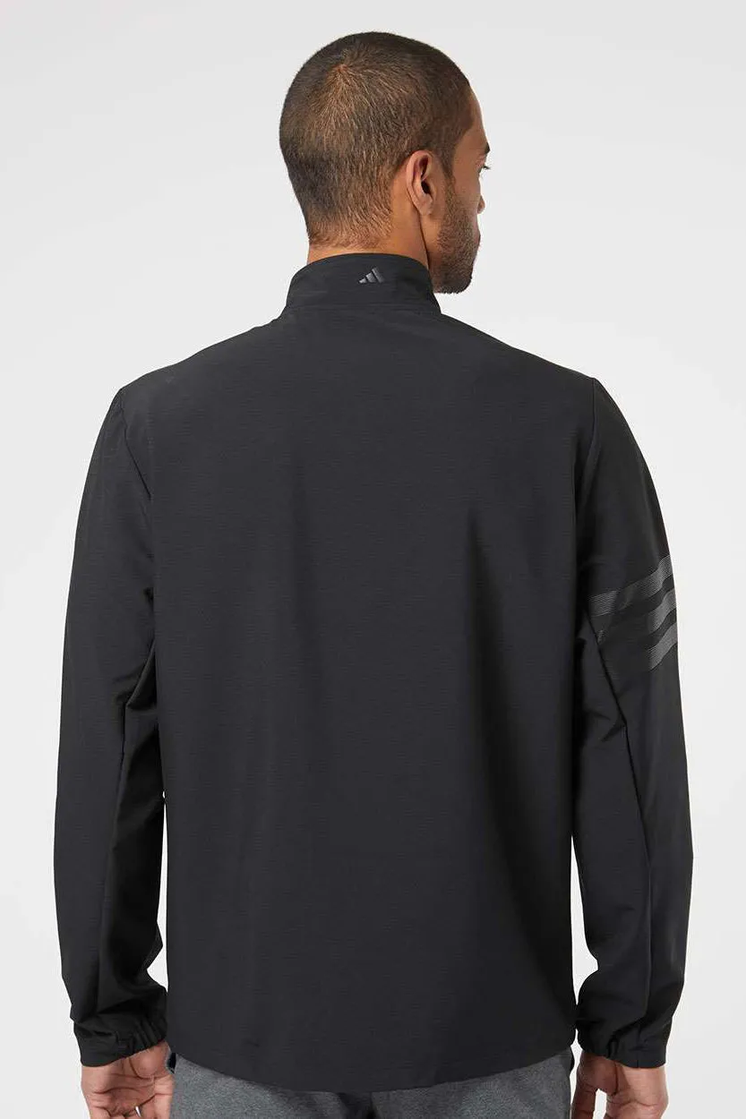 Adidas Mens 3 Stripes Water Resistant Full Zip Jacket - Black