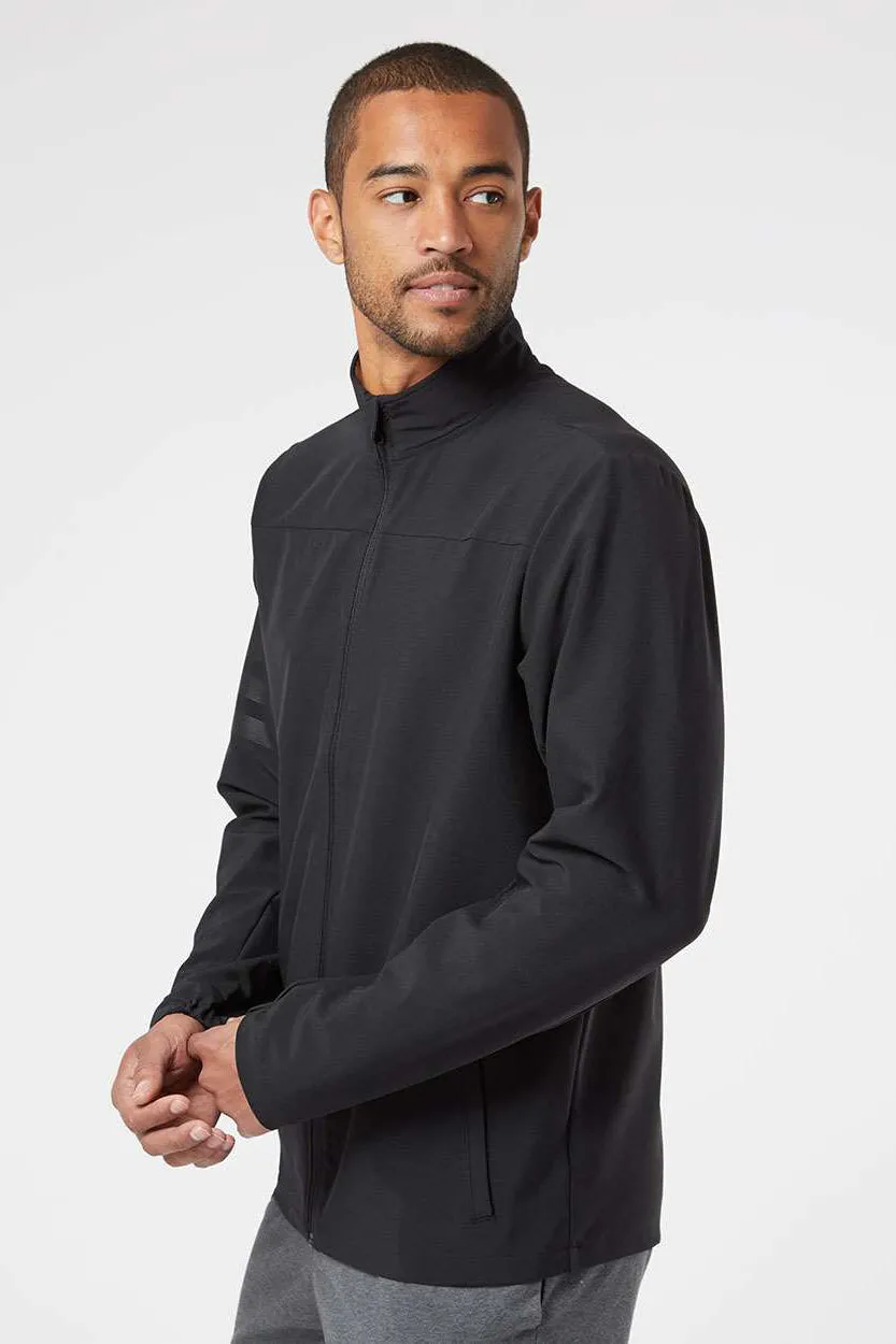 Adidas Mens 3 Stripes Water Resistant Full Zip Jacket - Black