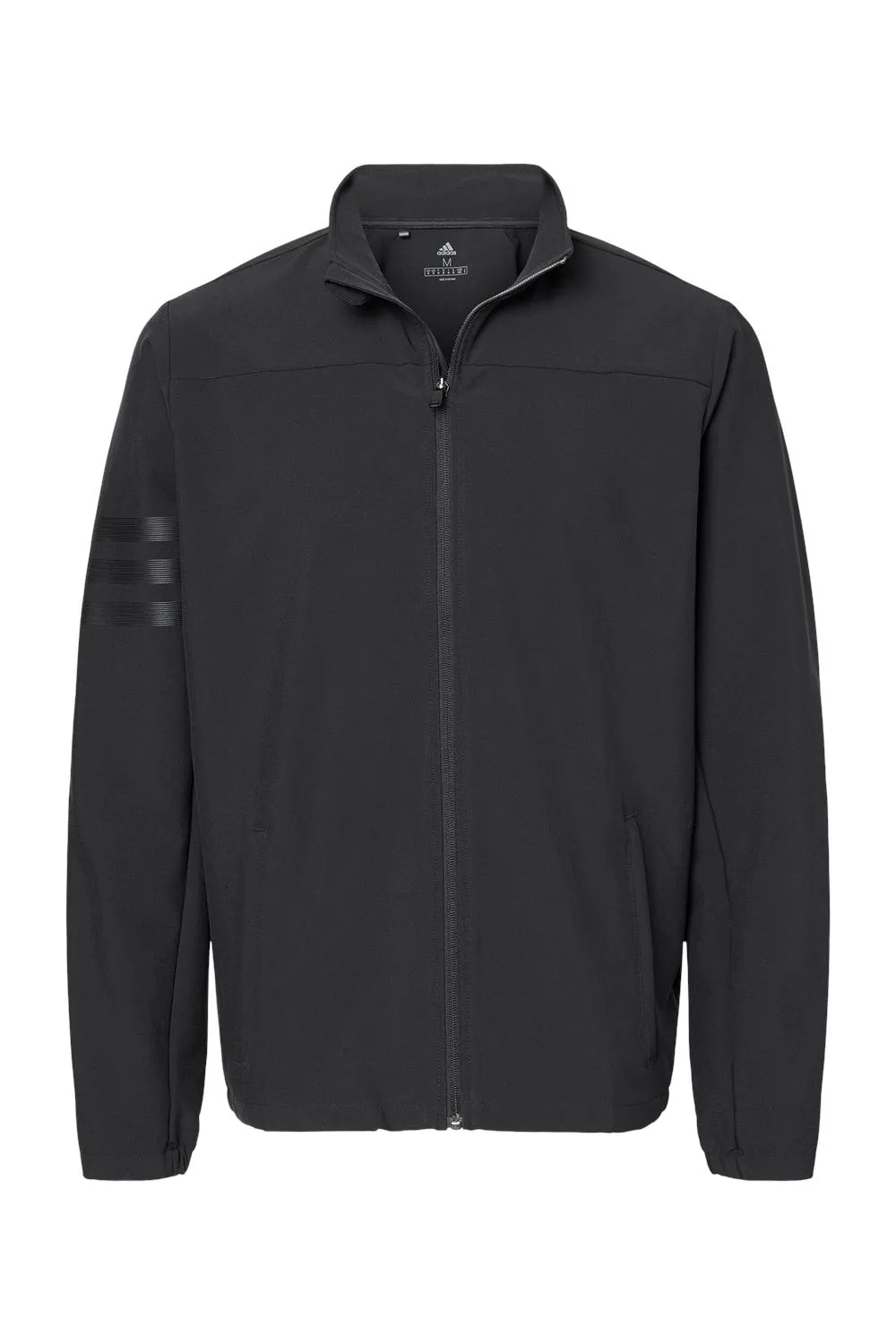 Adidas Mens 3 Stripes Water Resistant Full Zip Jacket - Black