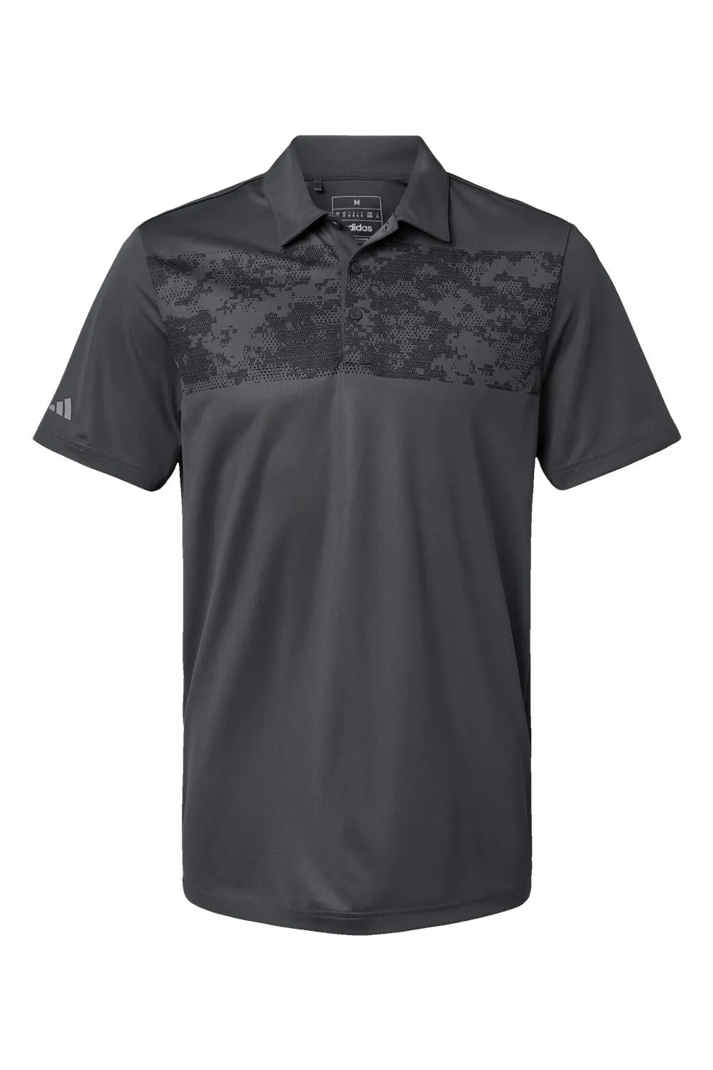 Adidas Mens Camo Chest Print Short Sleeve Polo Shirt - Dark Grey