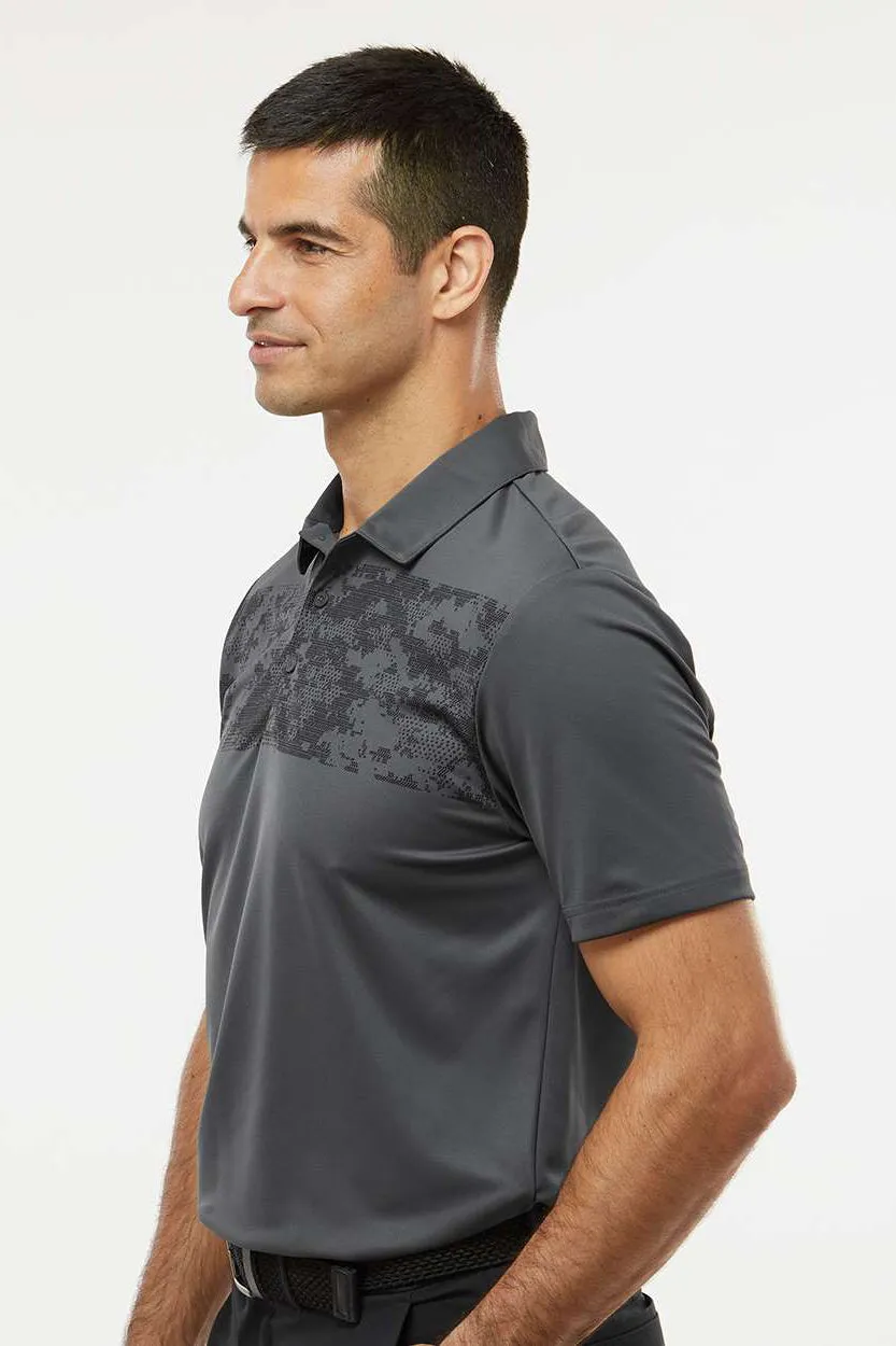 Adidas Mens Camo Chest Print Short Sleeve Polo Shirt - Dark Grey