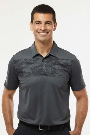 Adidas Mens Camo Chest Print Short Sleeve Polo Shirt - Dark Grey