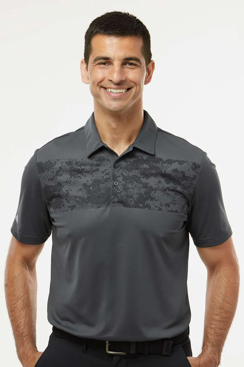 Adidas Mens Camo Chest Print Short Sleeve Polo Shirt - Dark Grey