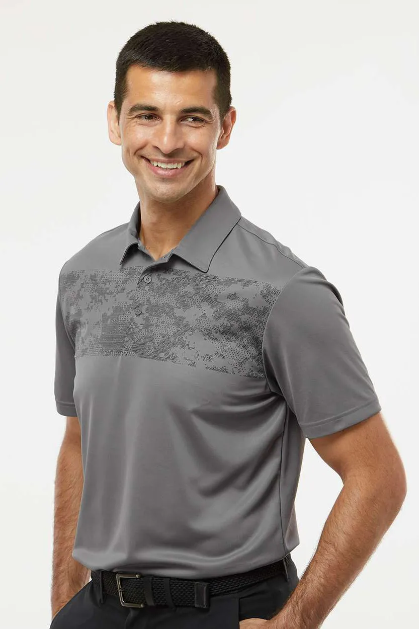 Adidas Mens Camo Chest Print Short Sleeve Polo Shirt - Light Grey