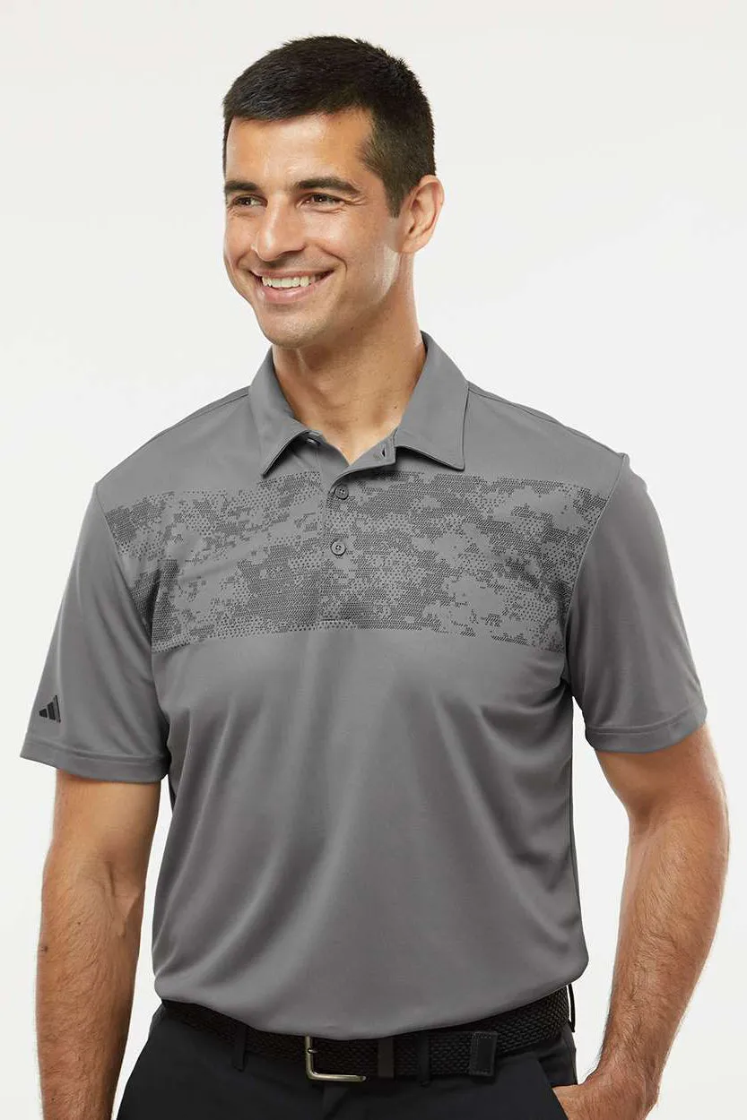 Adidas Mens Camo Chest Print Short Sleeve Polo Shirt - Light Grey