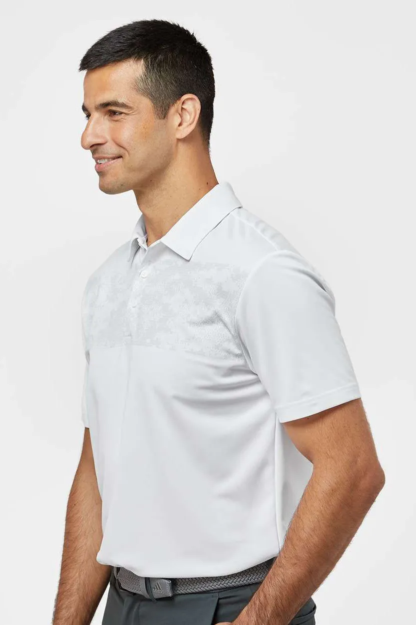 Adidas Mens Camo Chest Print Short Sleeve Polo Shirt - White