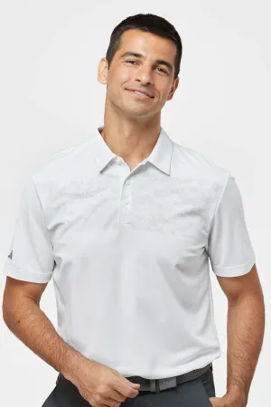 Adidas Mens Camo Chest Print Short Sleeve Polo Shirt - White