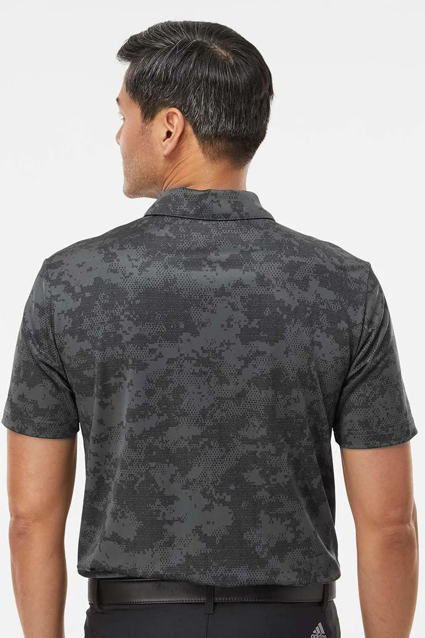 Adidas Mens Camo Moisture Wicking Short Sleeve Polo Shirt - Dark Grey