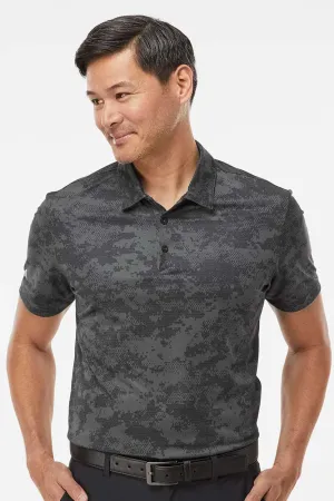 Adidas Mens Camo Moisture Wicking Short Sleeve Polo Shirt - Dark Grey
