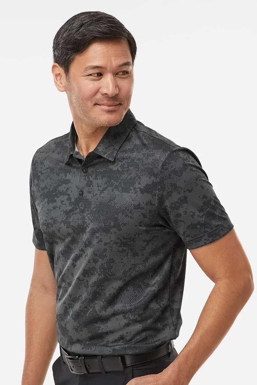 Adidas Mens Camo Moisture Wicking Short Sleeve Polo Shirt - Dark Grey