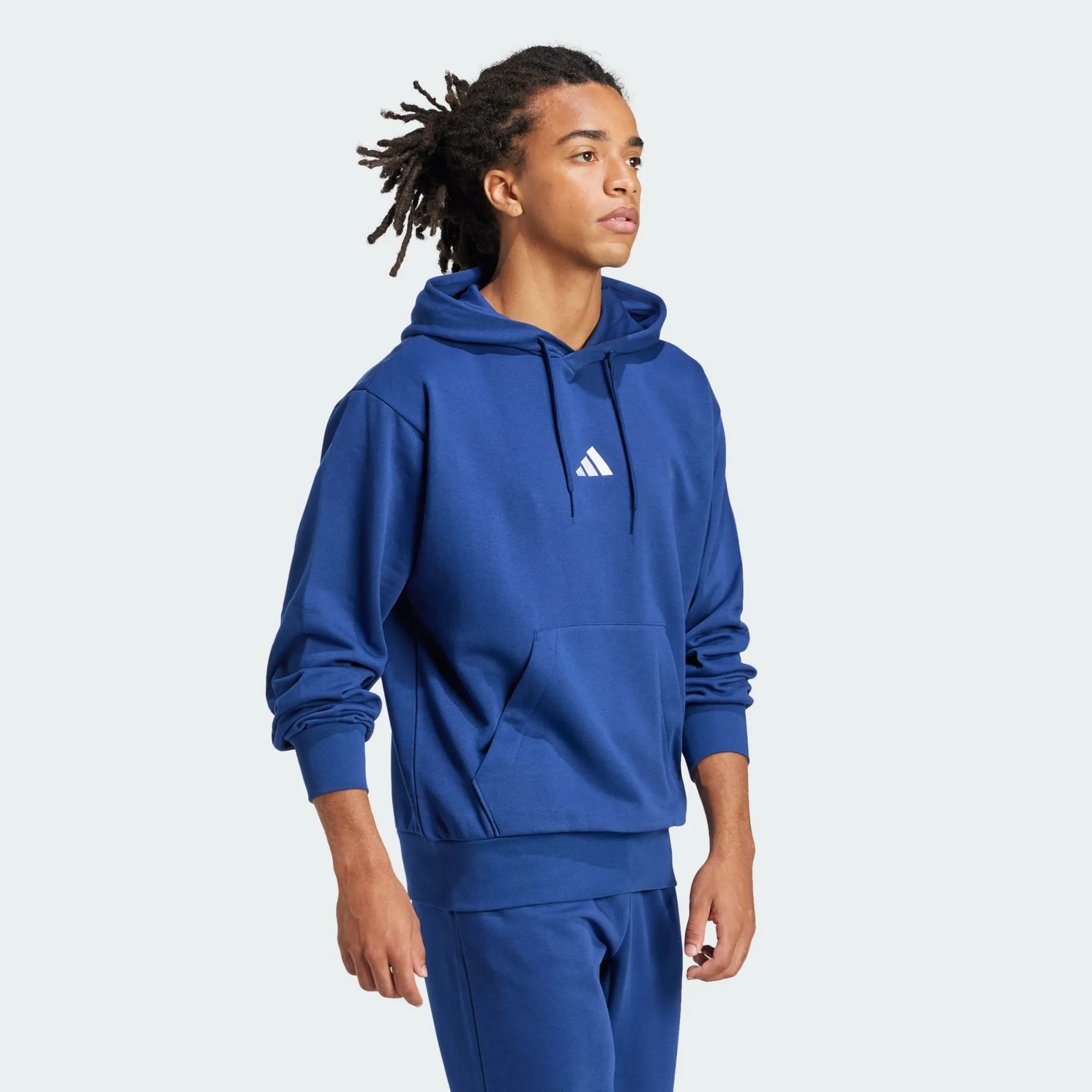 ADIDAS MEN'S FEELCOZY FLEECE NAVY HOODIE Cothing_Mens-Adidas