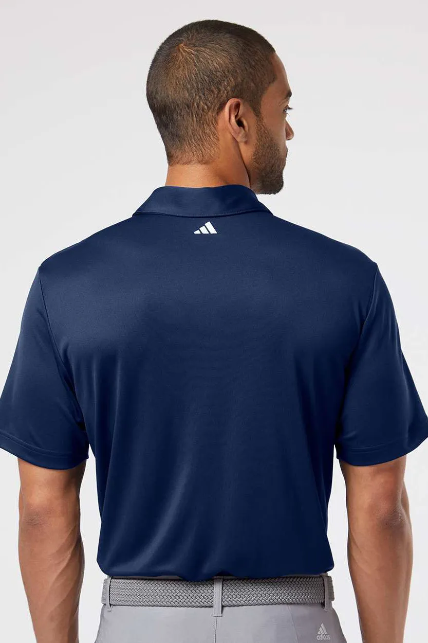 Adidas Mens Floating 3 Stripes UPF 50  Short Sleeve Polo Shirt - Team Navy Blue/White