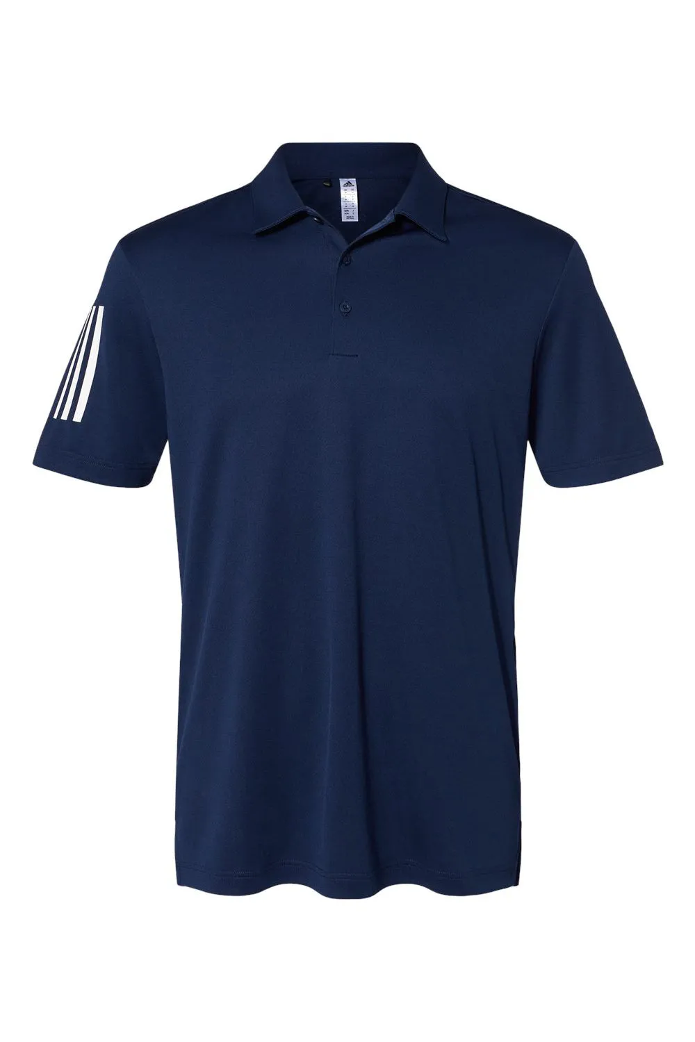 Adidas Mens Floating 3 Stripes UPF 50  Short Sleeve Polo Shirt - Team Navy Blue/White