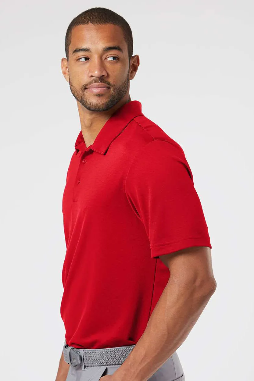 Adidas Mens Floating 3 Stripes UPF 50  Short Sleeve Polo Shirt - Team Power Red/White
