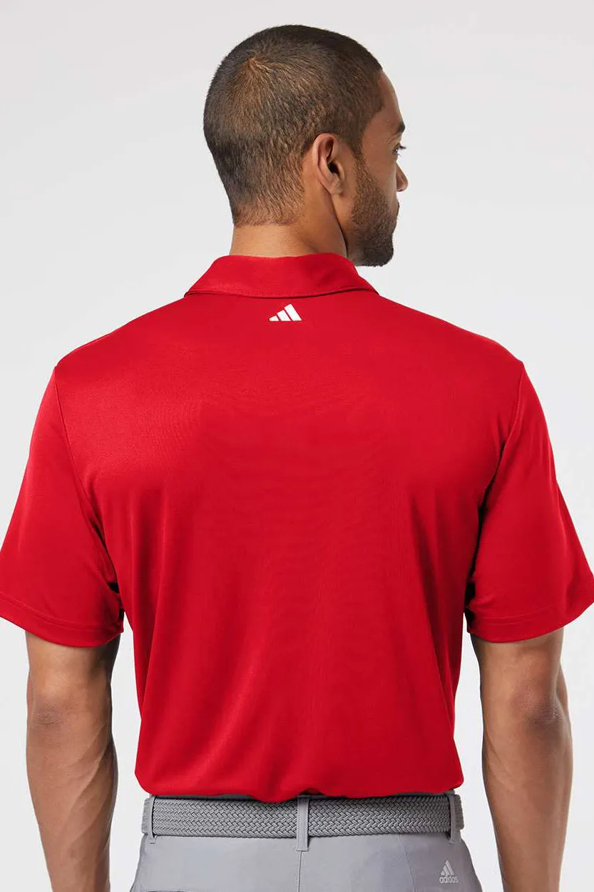 Adidas Mens Floating 3 Stripes UPF 50  Short Sleeve Polo Shirt - Team Power Red/White