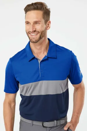 Adidas Mens Merch Block UPF 50  Short Sleeve Polo Shirt - Collegiate Royal Blue/Grey - Closeout