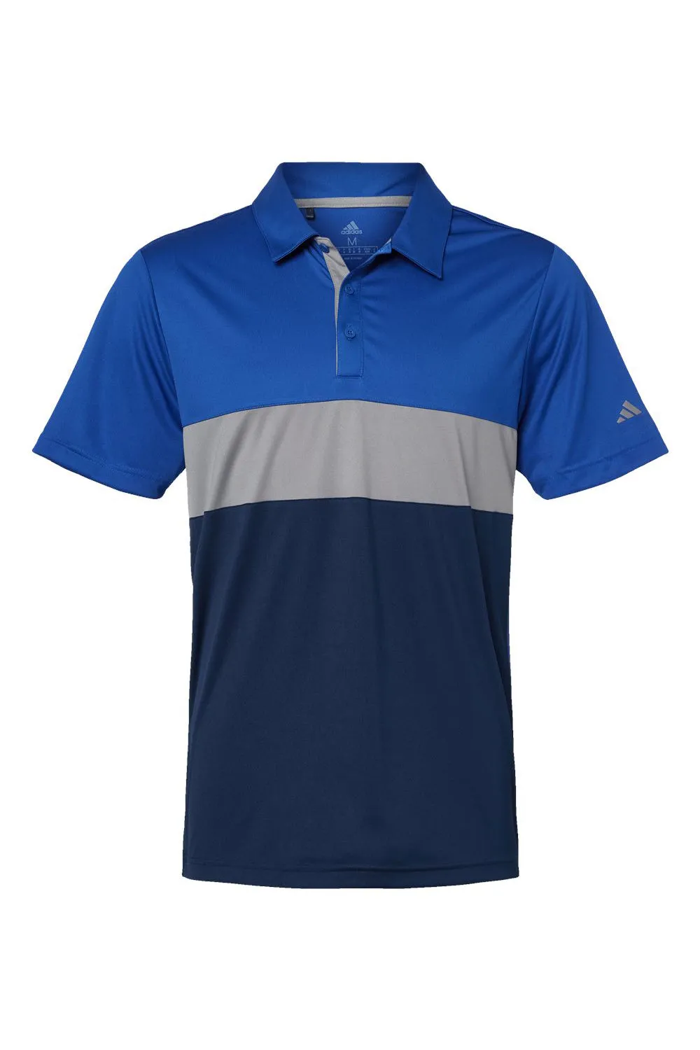 Adidas Mens Merch Block UPF 50  Short Sleeve Polo Shirt - Collegiate Royal Blue/Grey - Closeout