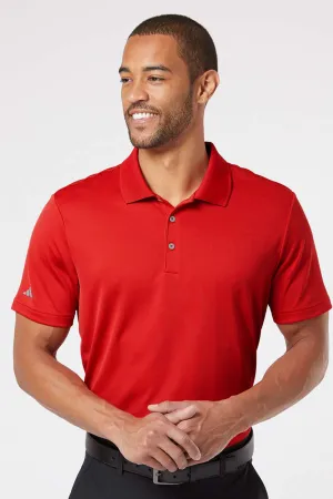 Adidas Mens Performance UPF 50  Short Sleeve Polo Shirt - Collegiate Red