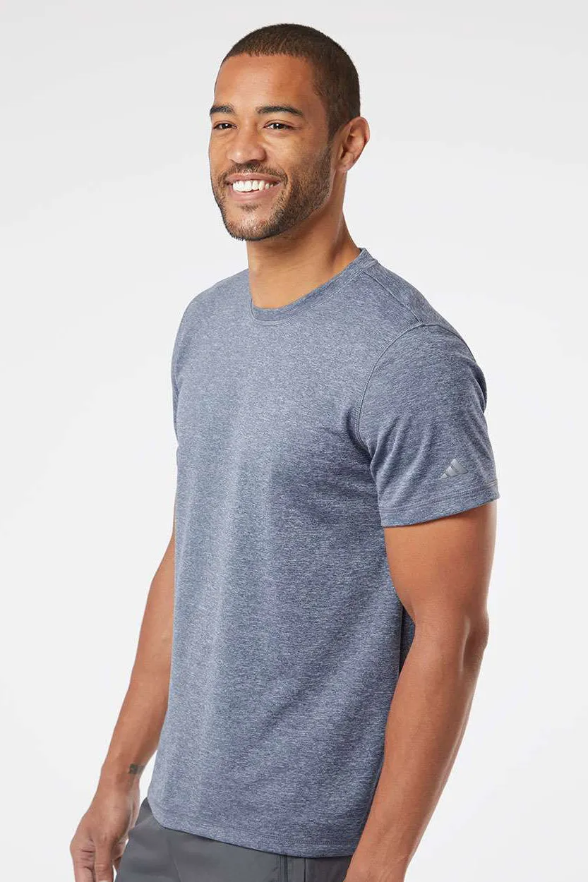 Adidas Mens UPF 50  Short Sleeve Crewneck T-Shirt - Heather Collegiate Navy Blue