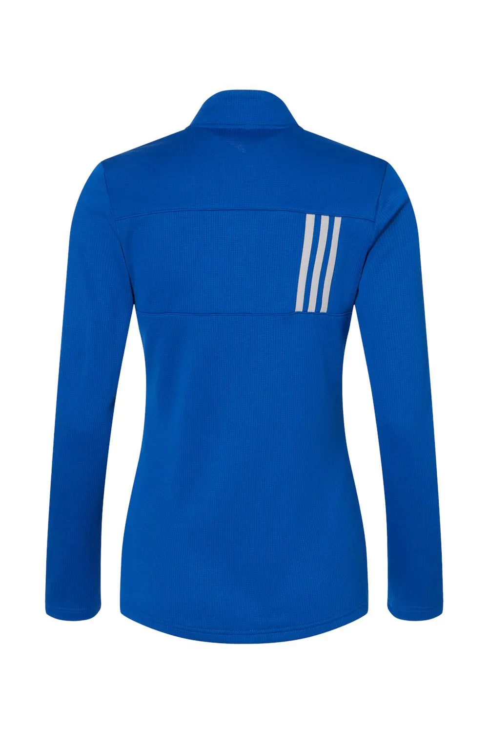 Adidas Womens 3 Stripes Double Knit Moisture Wicking 1/4 Zip Sweatshirt w/ Pockets - Team Royal Blue/Grey