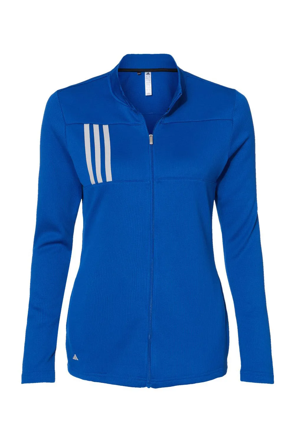 Adidas Womens 3 Stripes Double Knit Moisture Wicking 1/4 Zip Sweatshirt w/ Pockets - Team Royal Blue/Grey