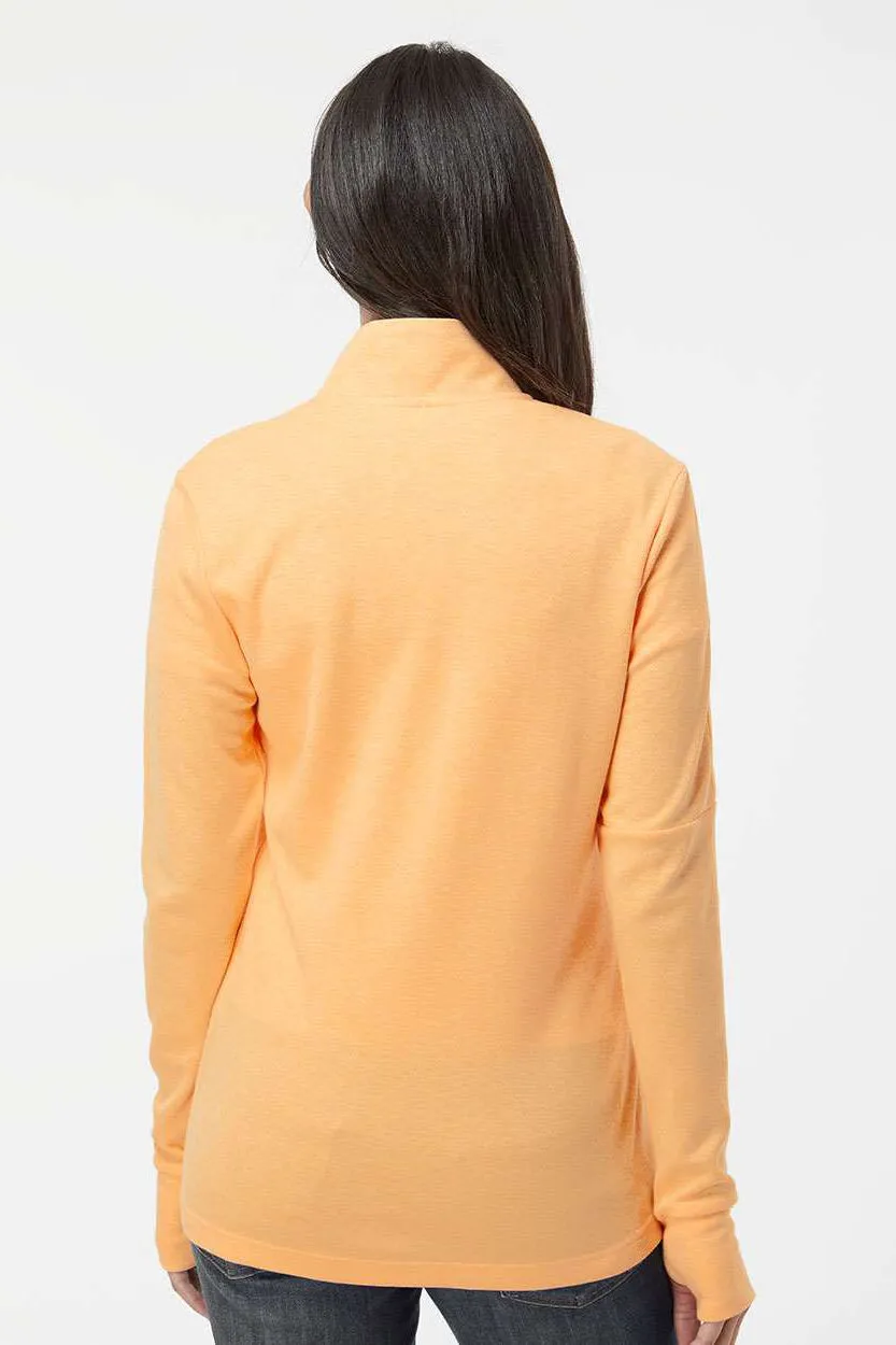 Adidas Womens 3 Stripes Moisture Wicking 1/4 Zip Sweater - Acid Orange Melange