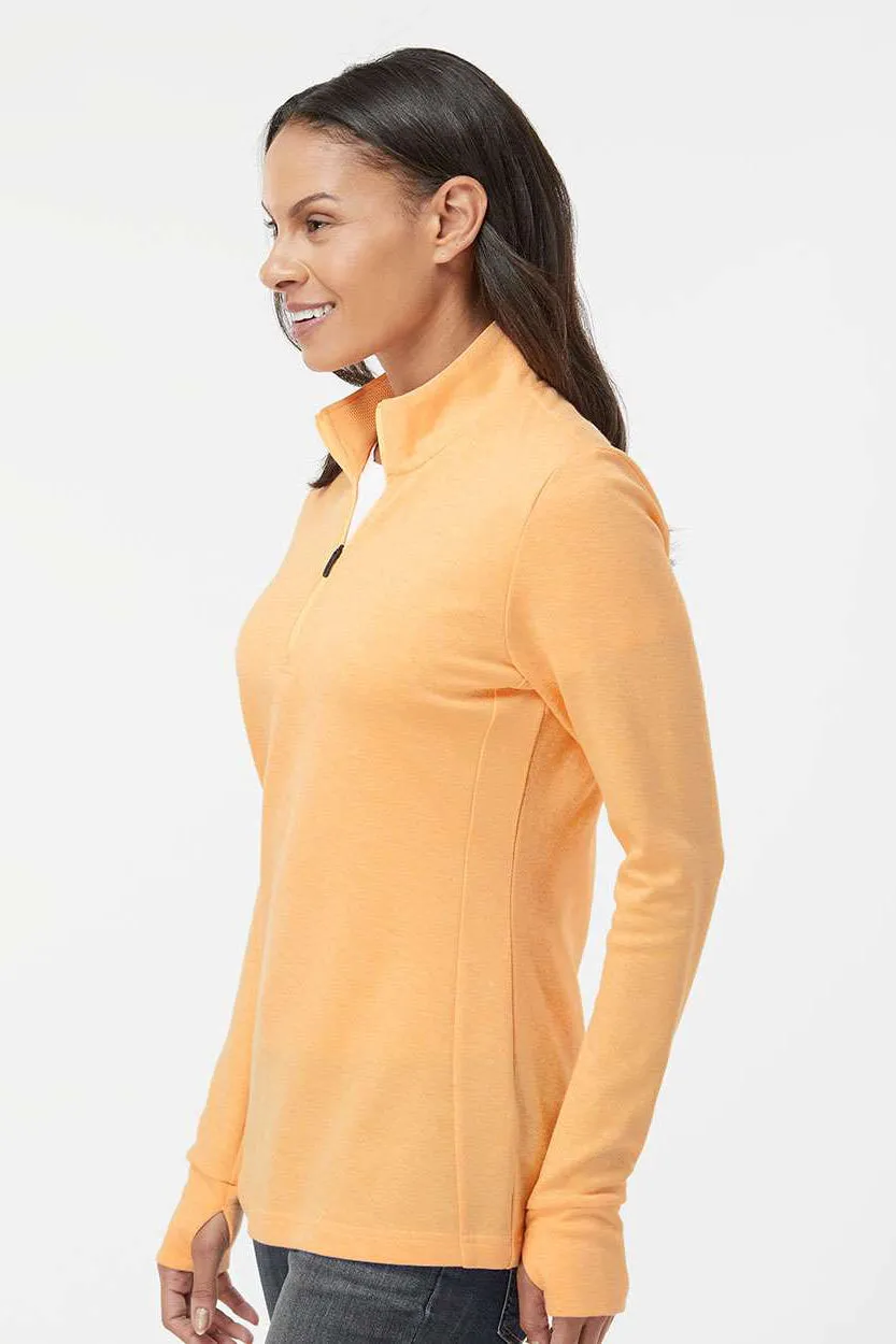 Adidas Womens 3 Stripes Moisture Wicking 1/4 Zip Sweater - Acid Orange Melange