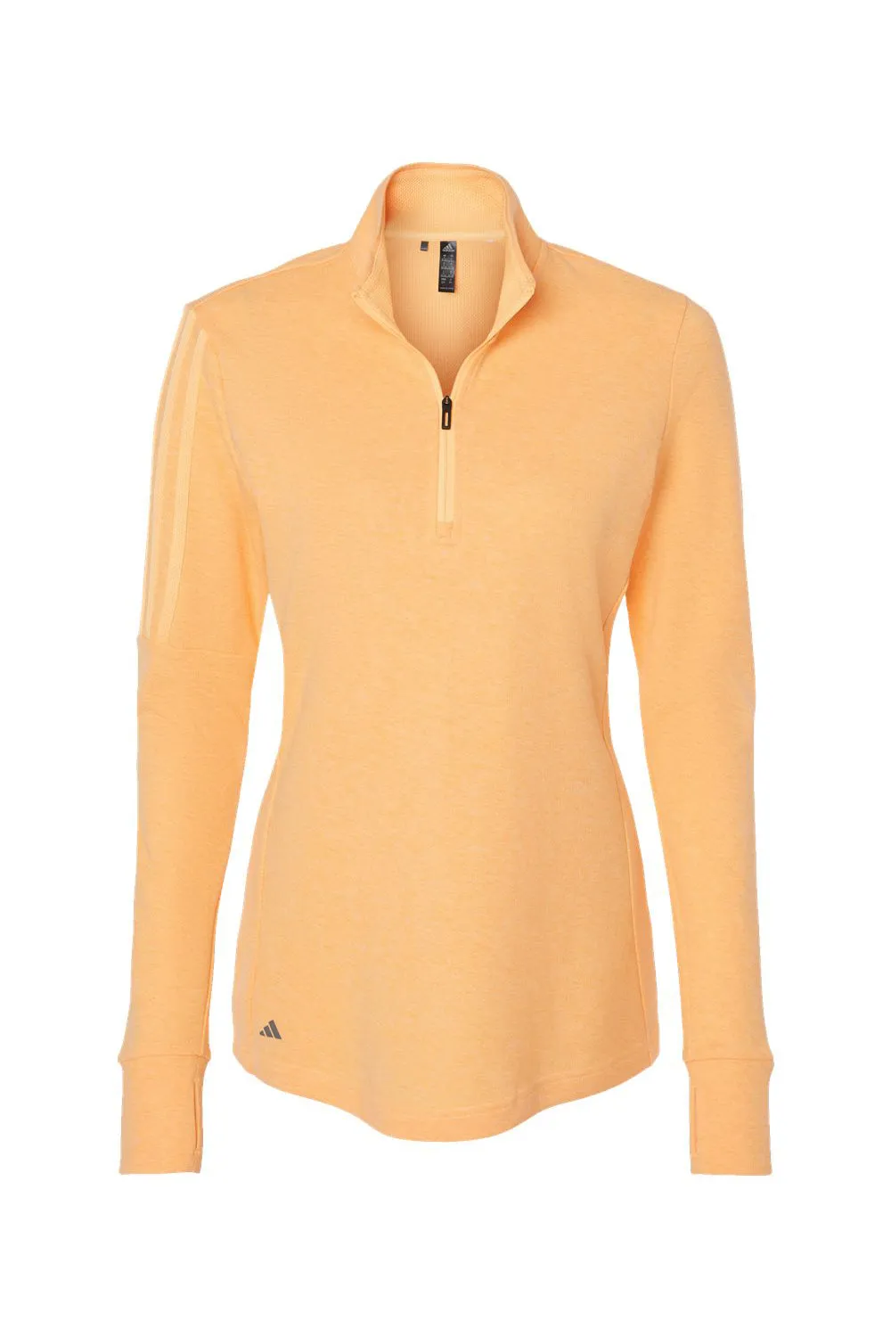 Adidas Womens 3 Stripes Moisture Wicking 1/4 Zip Sweater - Acid Orange Melange