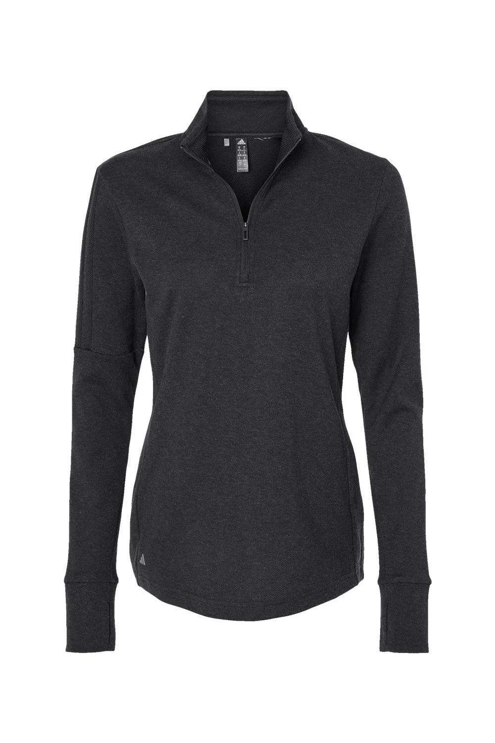 Adidas Womens 3 Stripes Moisture Wicking 1/4 Zip Sweater - Black Melange