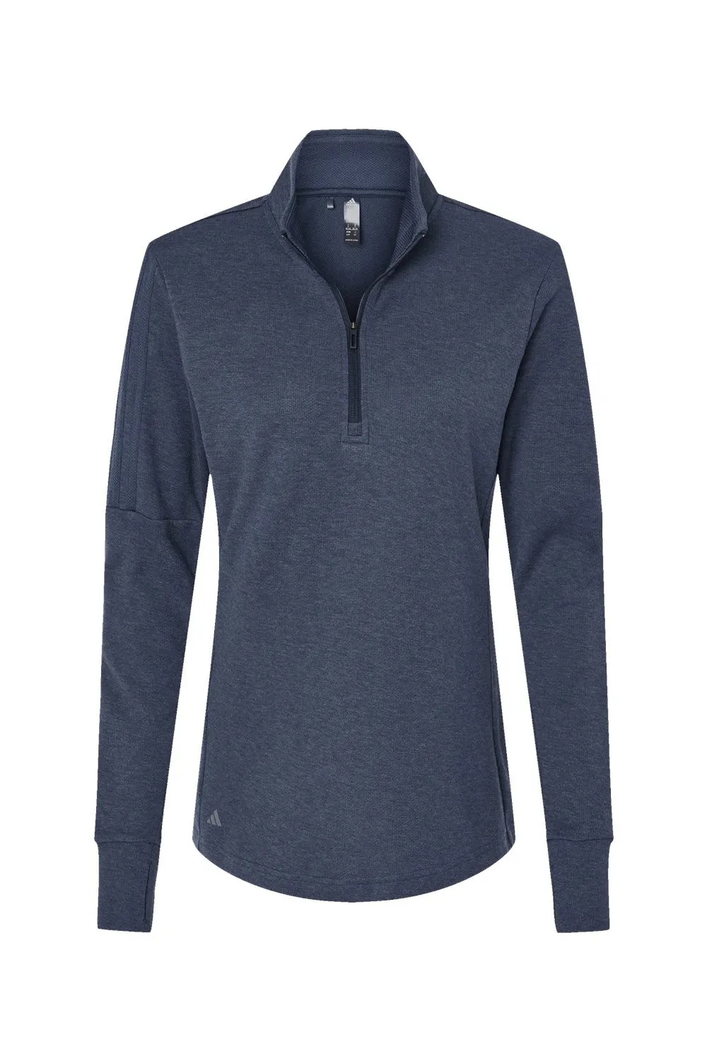 Adidas Womens 3 Stripes Moisture Wicking 1/4 Zip Sweater - Collegiate Navy Blue Melange