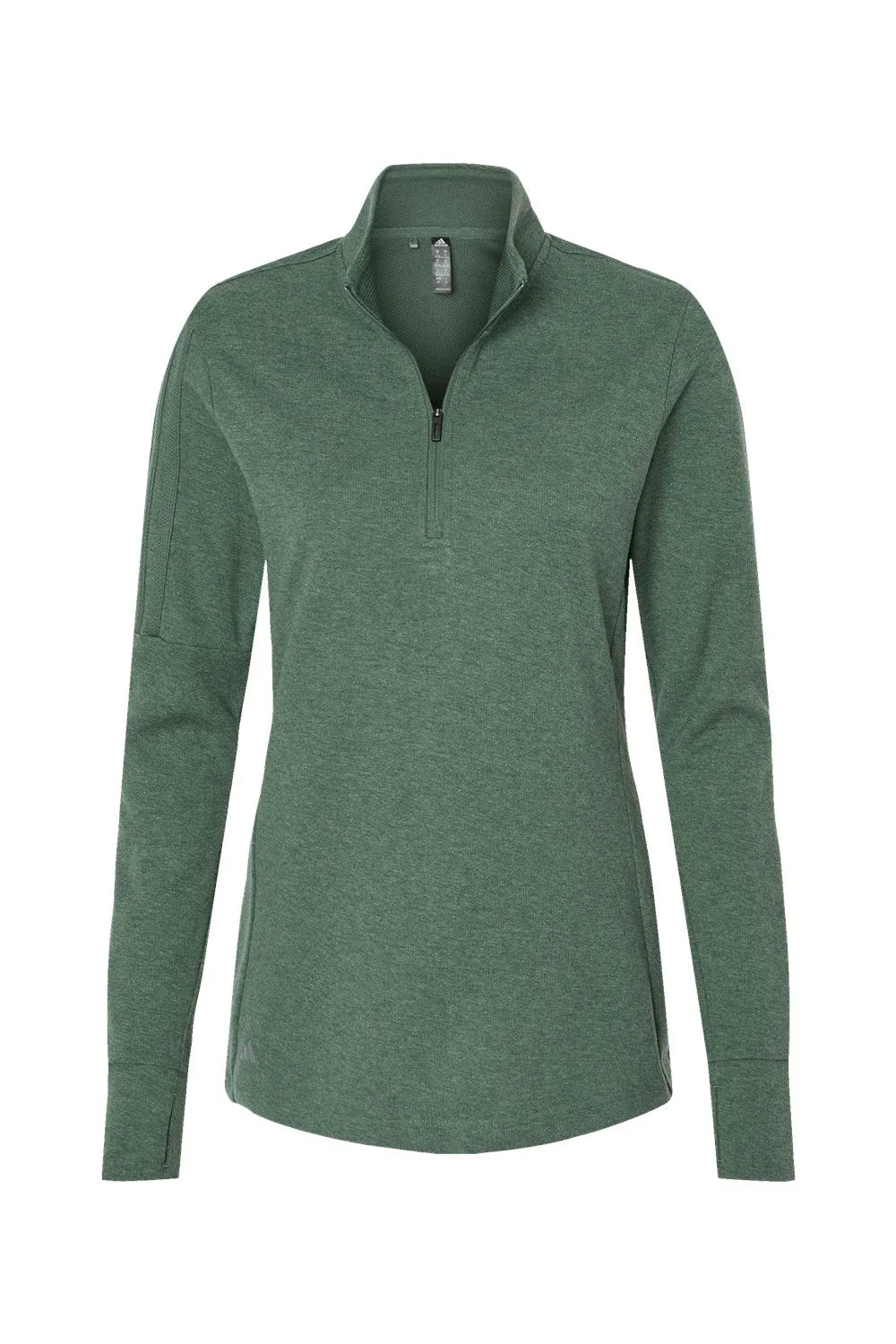 Adidas Womens 3 Stripes Moisture Wicking 1/4 Zip Sweater - Green Oxide Melange