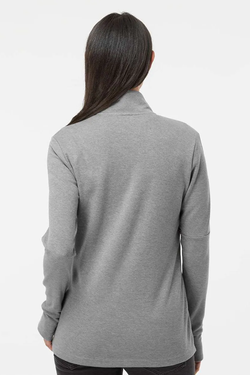 Adidas Womens 3 Stripes Moisture Wicking 1/4 Zip Sweater - Grey Melange