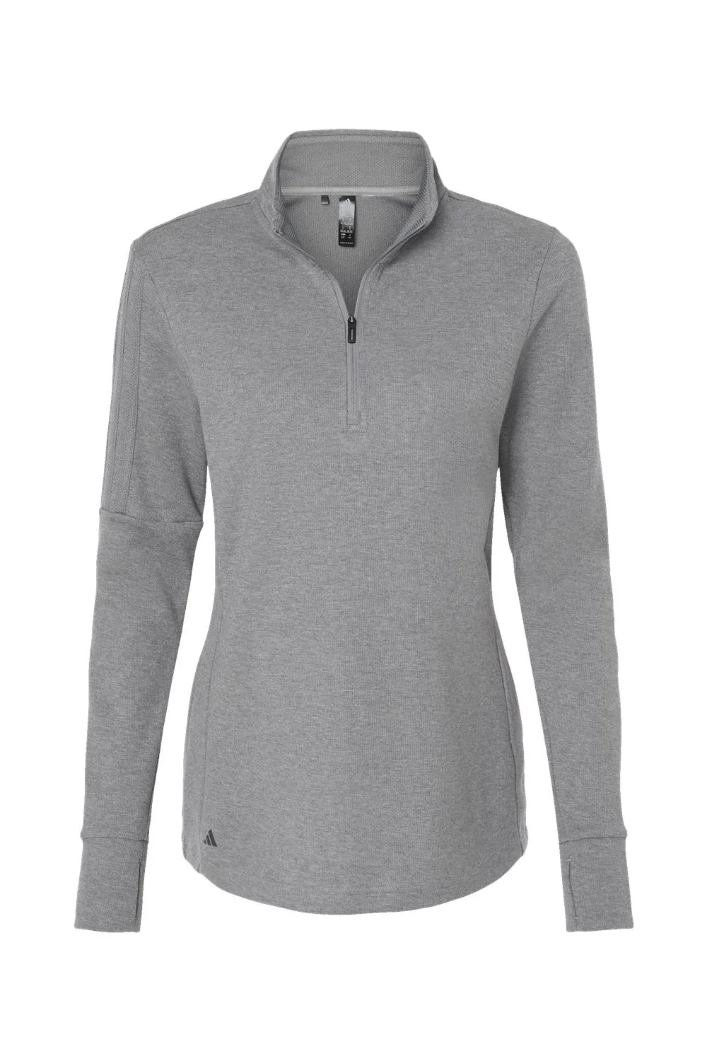 Adidas Womens 3 Stripes Moisture Wicking 1/4 Zip Sweater - Grey Melange