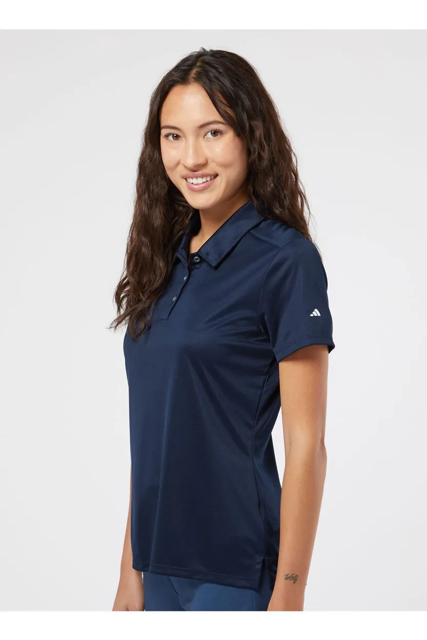 Adidas Womens 3 Stripes UPF 50  Short Sleeve Polo Shirt - Collegiate Navy Blue/White