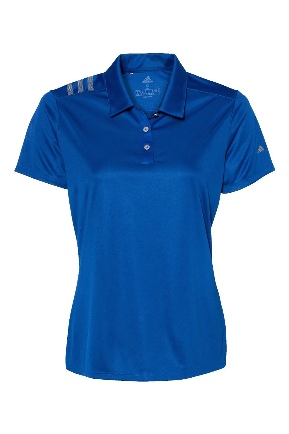 Adidas Womens 3 Stripes UPF 50  Short Sleeve Polo Shirt - Collegiate Royal Blue/Grey