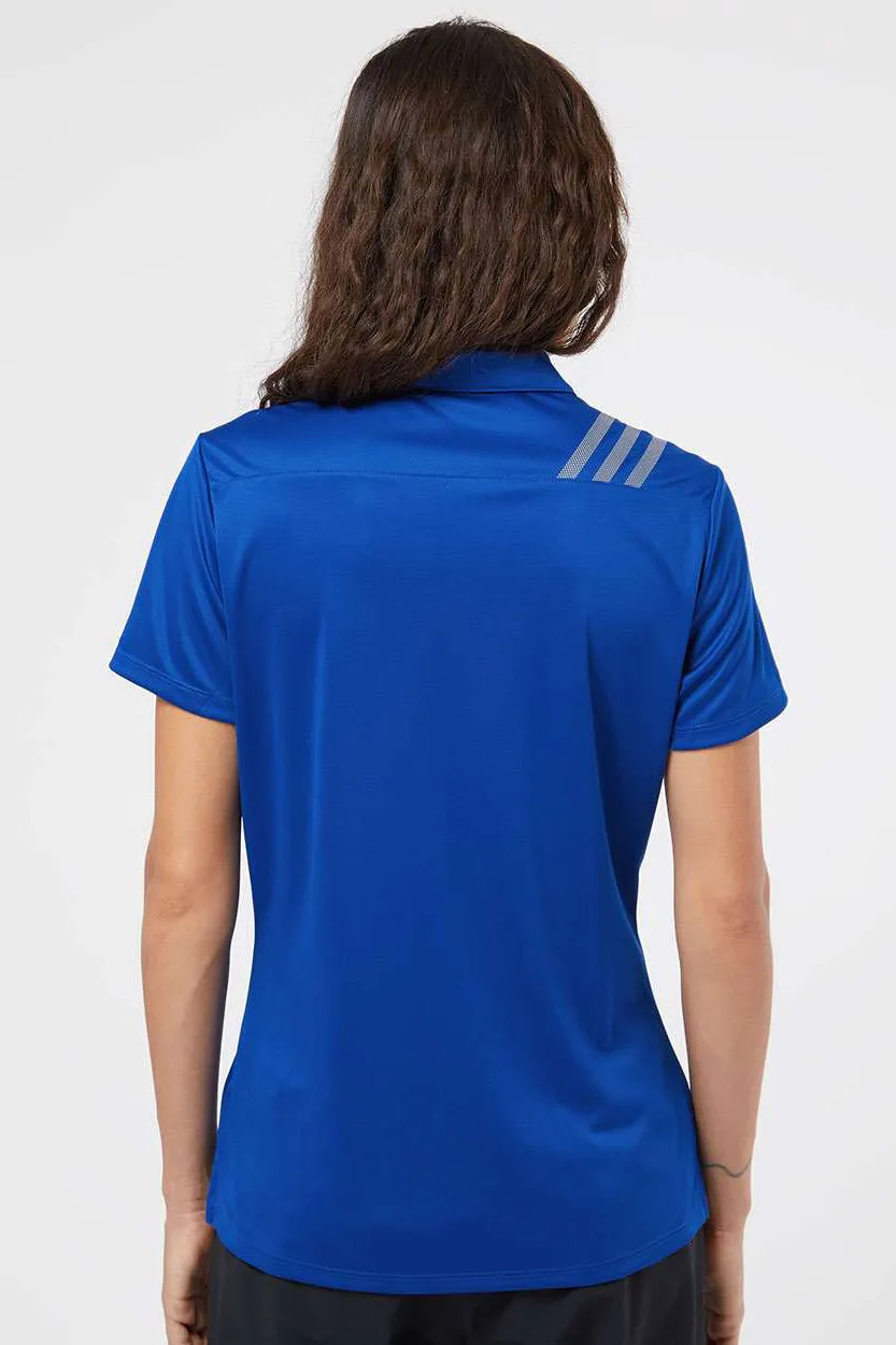 Adidas Womens 3 Stripes UPF 50  Short Sleeve Polo Shirt - Collegiate Royal Blue/Grey