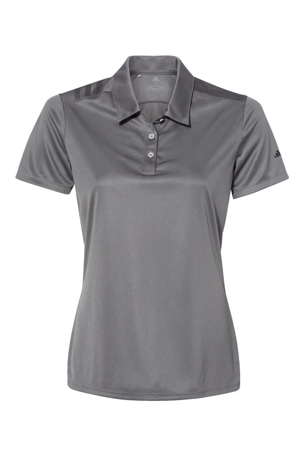 Adidas Womens 3 Stripes UPF 50  Short Sleeve Polo Shirt - Grey/Black