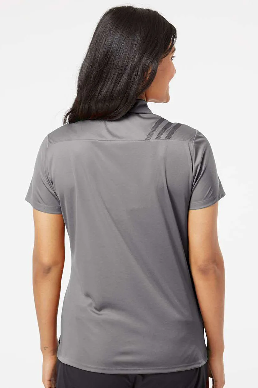 Adidas Womens 3 Stripes UPF 50  Short Sleeve Polo Shirt - Grey/Black